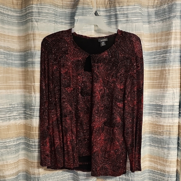 Dressbarn Women's Plus 2 Piece Elegant Swirl Designed Cocktail Cami/Jacket Set - Picture 1 of 7